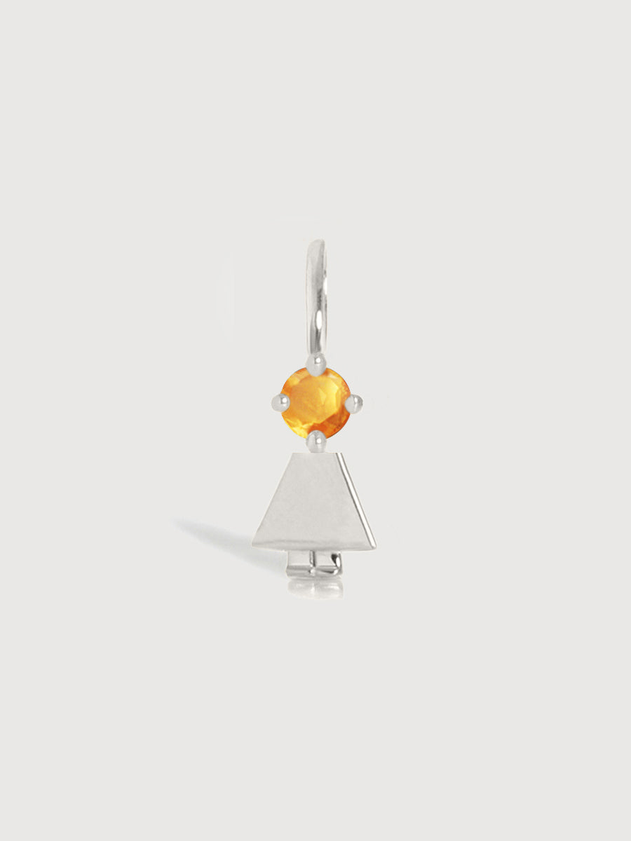 Sterling Silver Girl Necklace or Charm with Citrine Gemstone - November Birthstone | Precious People