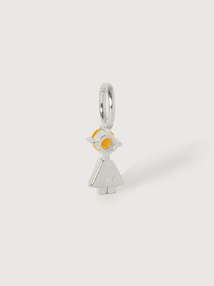 Sterling Silver Girl Necklace or Charm with Citrine Gemstone - November Birthstone | Precious People