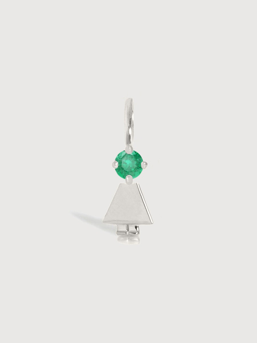 Sterling Silver Girl Necklace or Charm with Emerald Gemstone - May Birthstone | Precious People