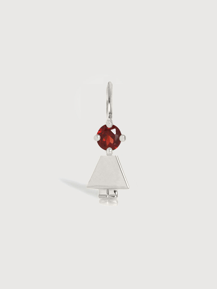 Sterling Silver Girl Necklace or Charm with Garnet Gemstone - January Birthstone | Precious People