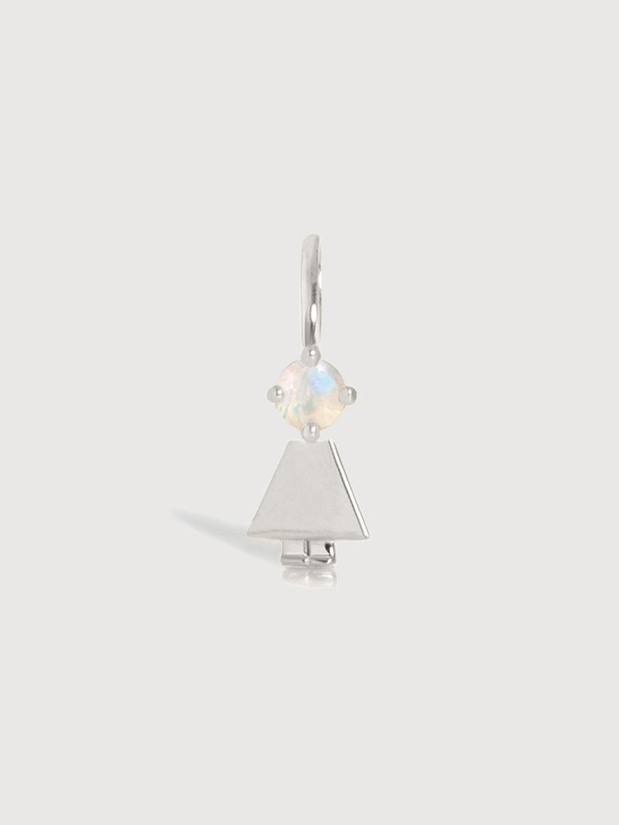 Sterling Silver Girl Necklace or Charm with Moonstone Gemstone - June Birthstone | Precious People