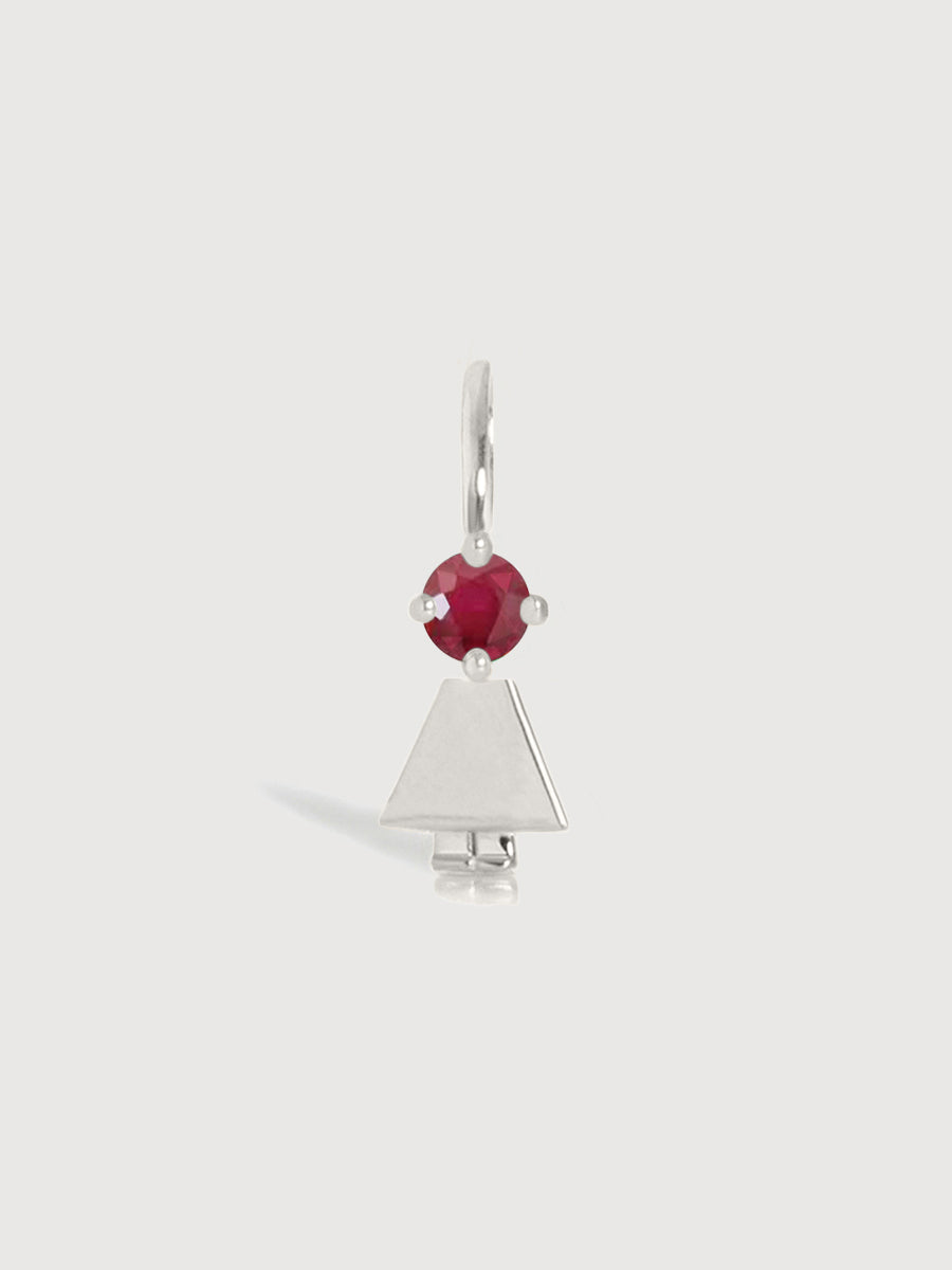 Sterling Silver Girl Necklace or Charm with Ruby Gemstone - July Birthstone | Precious People