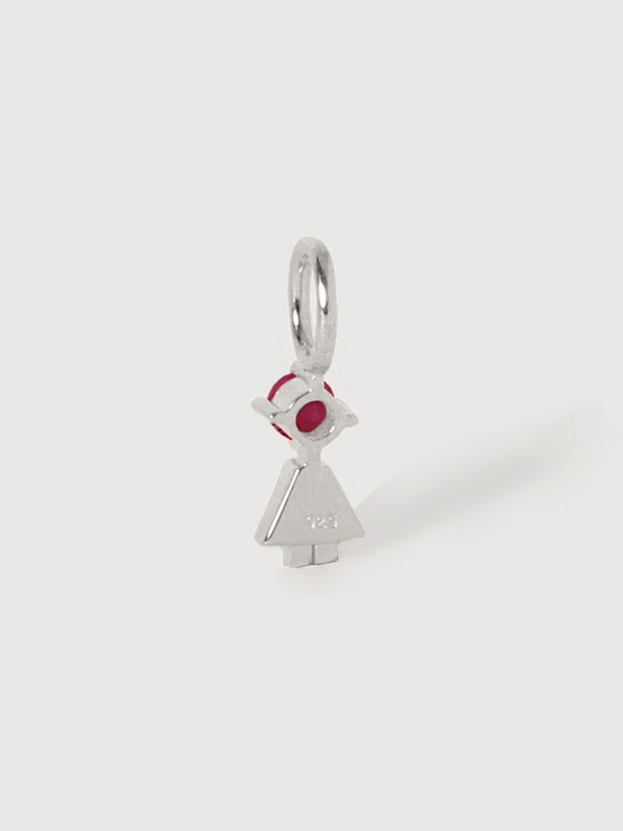 Sterling Silver Girl Necklace or Charm with Ruby Gemstone - July Birthstone | Precious People