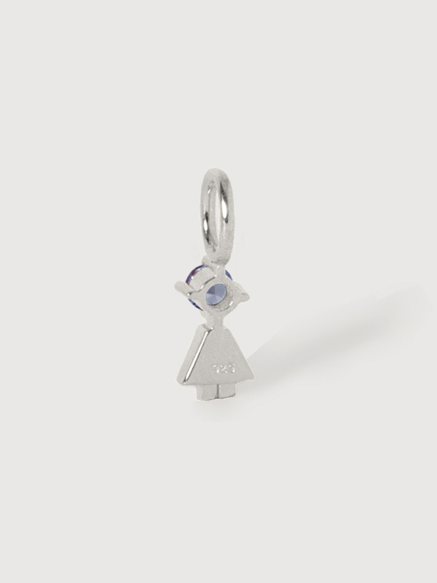 Sterling Silver Girl Necklace or Charm with Tanzanite Gemstone - December Birthstone | Precious People