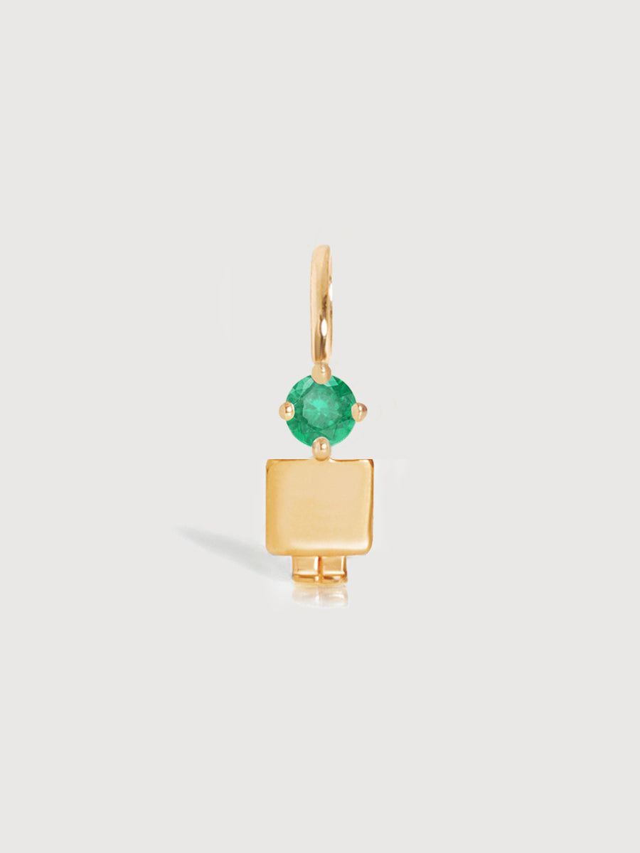 14k Solid Gold Boy Necklace or Charm with Emerald Gemstone - May Birthstone | Precious People