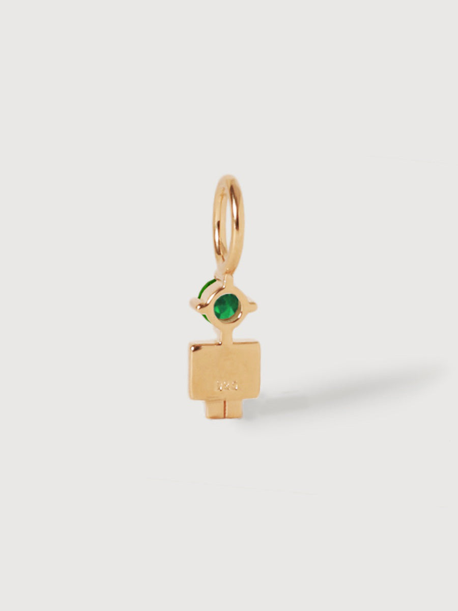 14k Solid Gold Boy Necklace or Charm with Emerald Gemstone - May Birthstone | Precious People