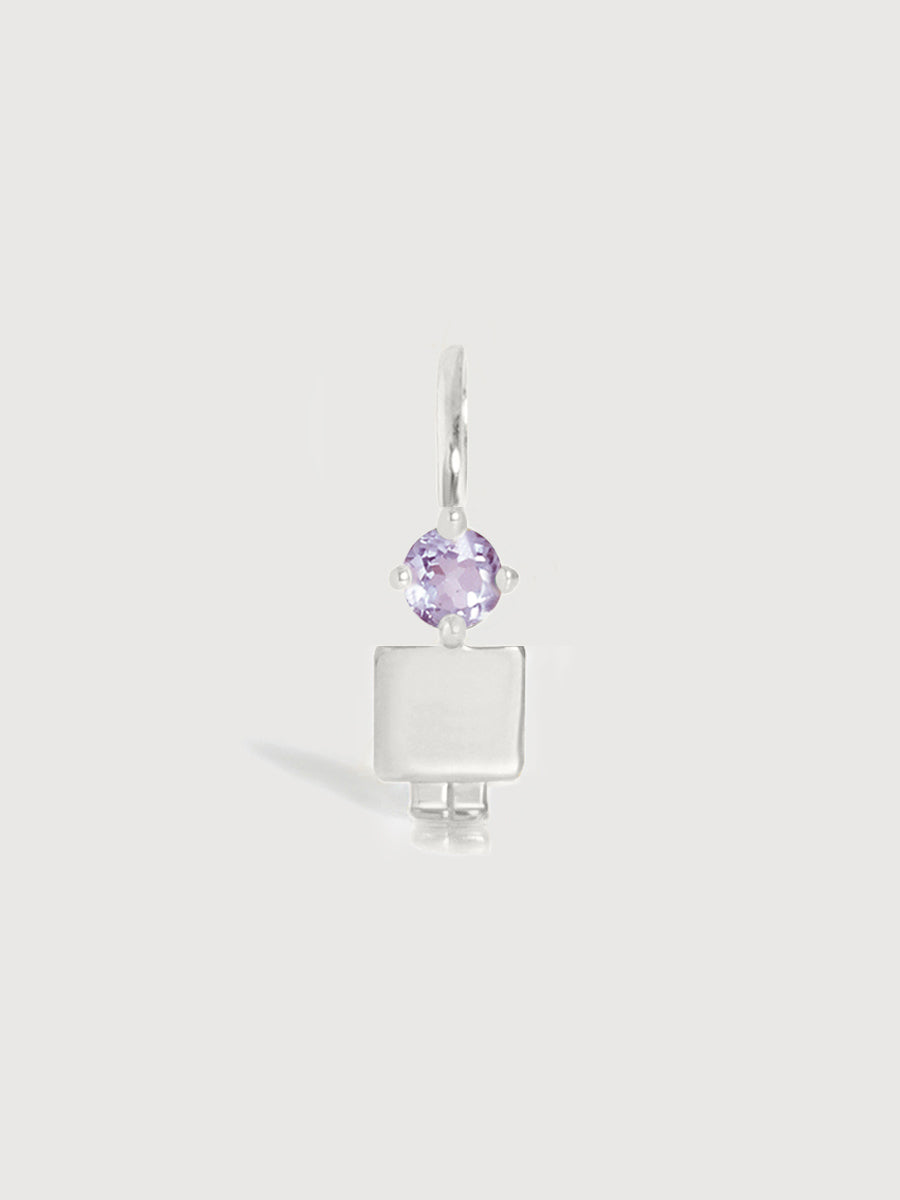 14k White Gold Boy Necklace or Charm with Amethyst Gemstone - February Birthstone | Precious People