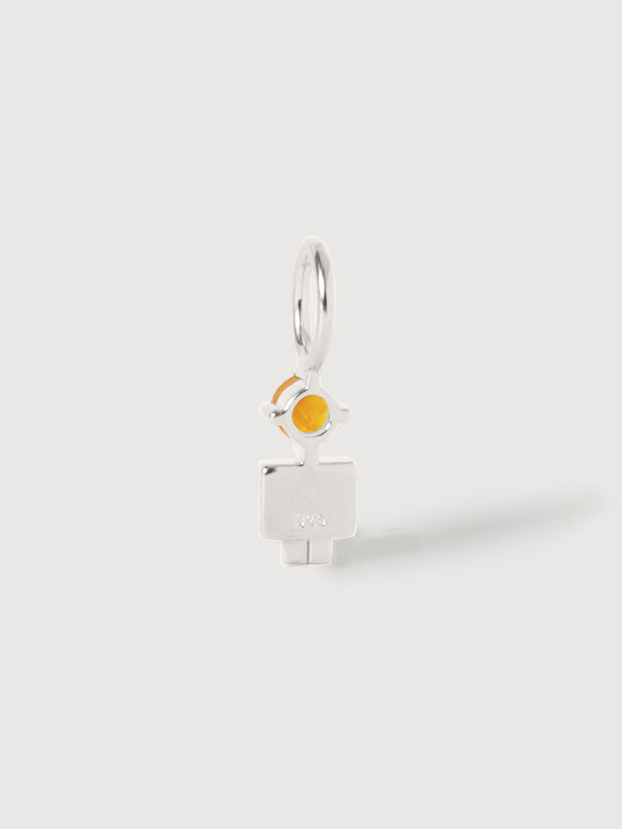 14k White Gold Boy Necklace or Charm with Citrine Gemstone - November Birthstone | Precious People