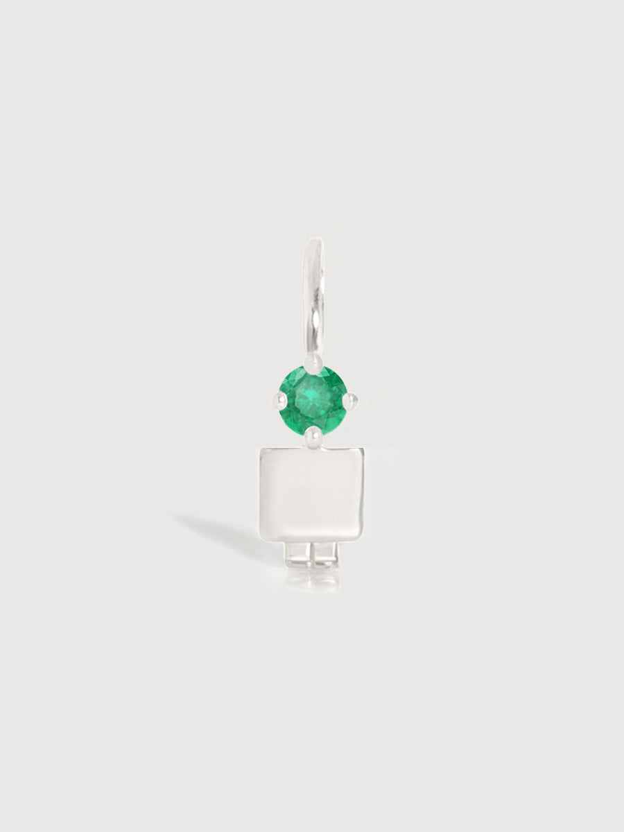 14k White Gold Boy Necklace or Charm with Emerald Gemstone - May Birthstone | Precious People