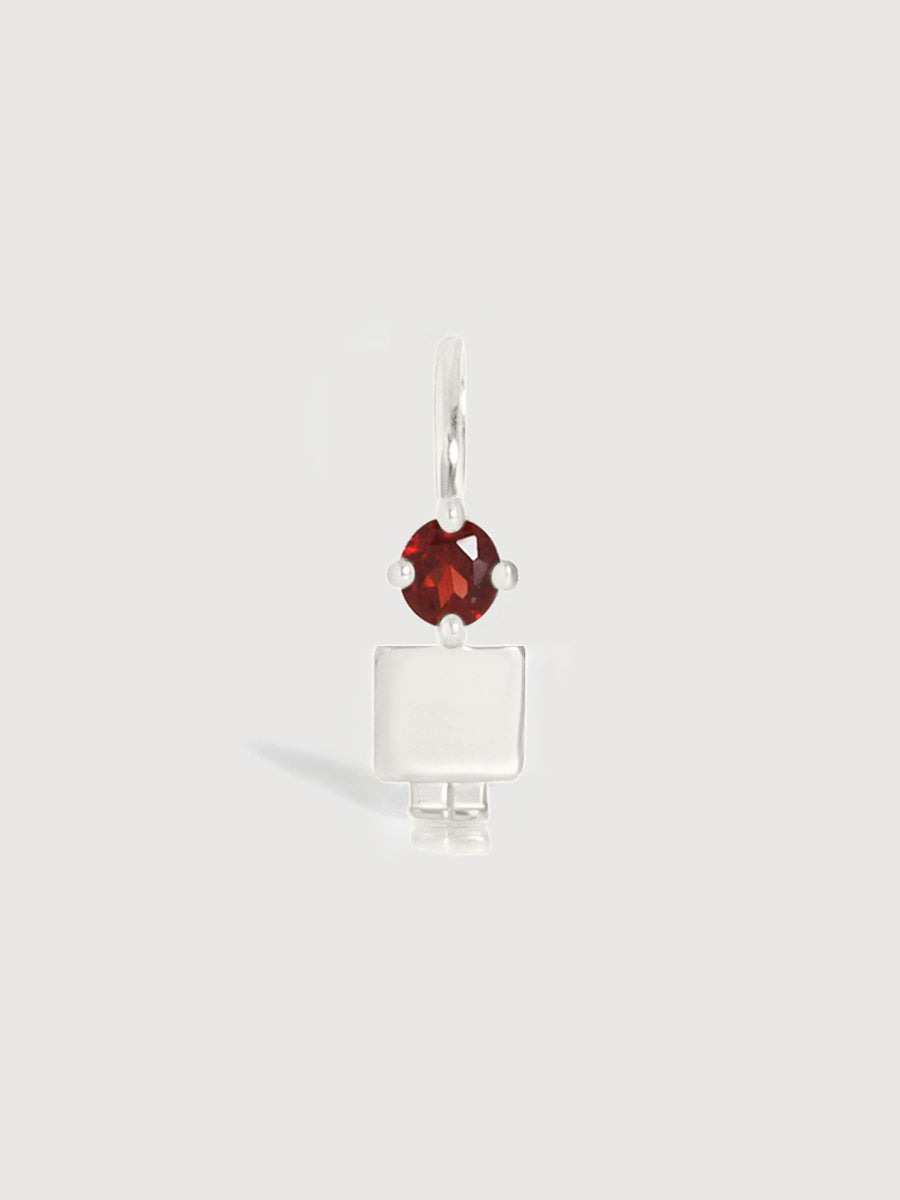 14k White Gold Boy Necklace or Charm with Garnet Gemstone - January Birthstone | Precious People