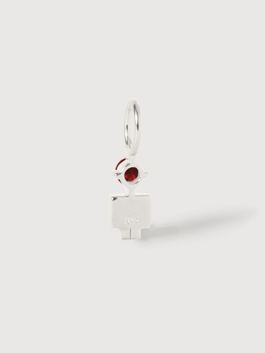 14k White Gold Boy Necklace or Charm with Garnet Gemstone - January Birthstone | Precious People