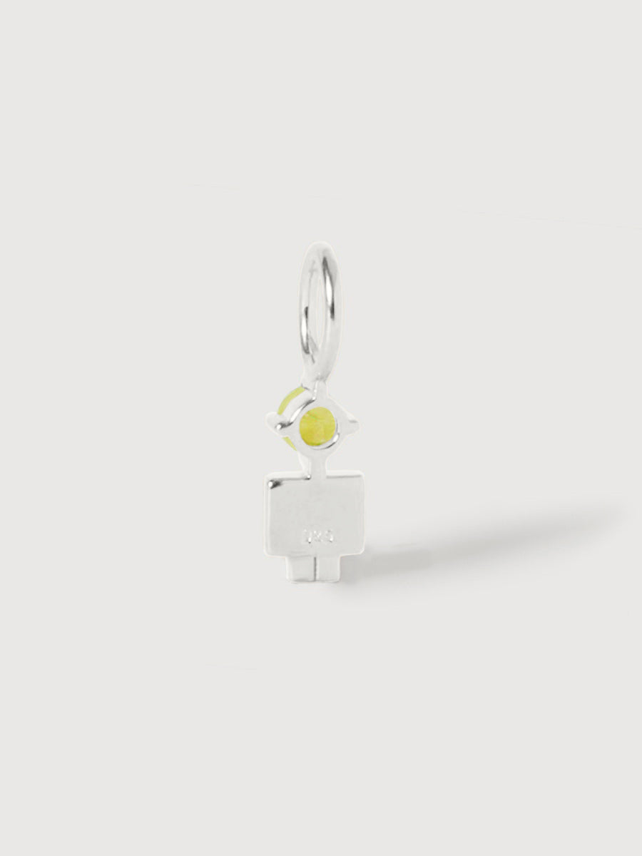 14 karaats witgouden zoon of jongen met peridoot edelsteen - geboortesteen van augustus