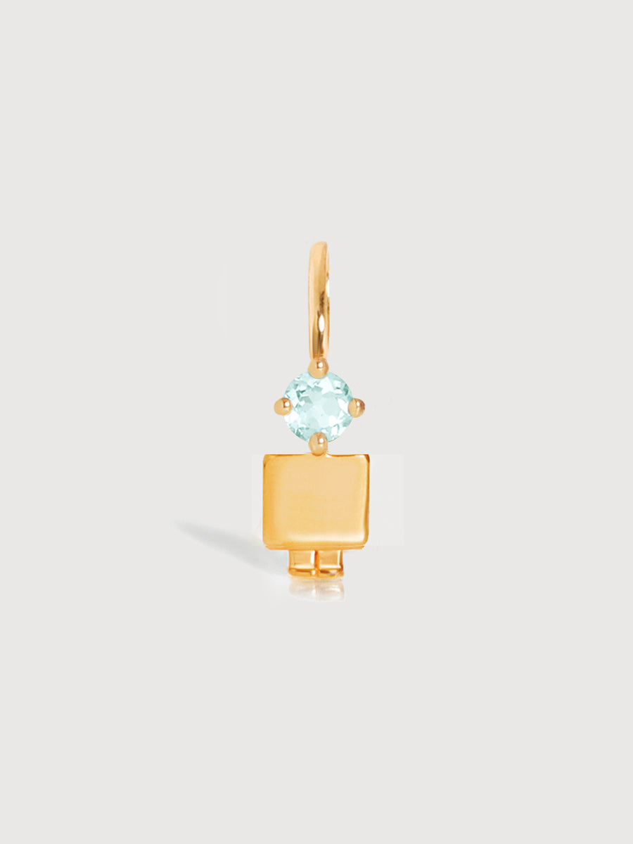 Gold Son or Boy with Aquamarine Gemstone - March Birthstone