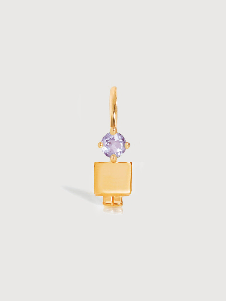 Gold Son or Boy with Brazilian Amethyst Gemstone - February Birthstone