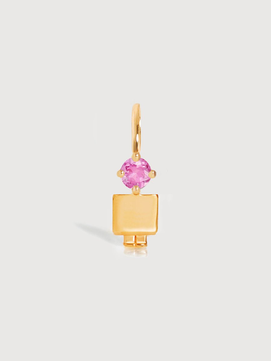 Gold Son or Boy with Pink Tourmaline Gemstone - October Birthstone