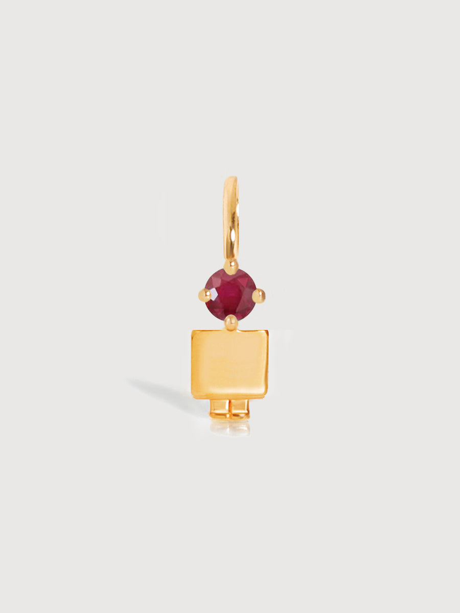 Gold Son or Boy with Ruby Gemstone - July Birthstone