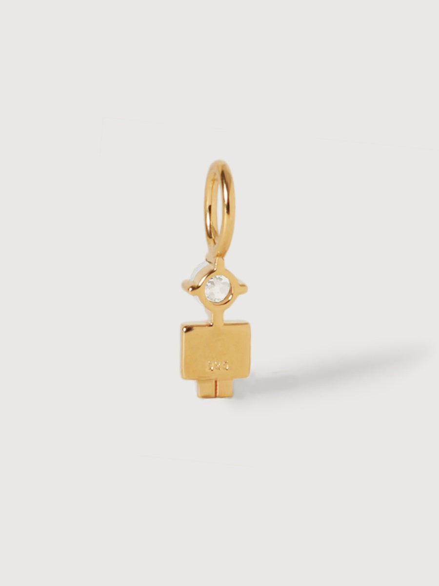 Gold-Vermeil-Sohn oder Junge mit weißem Topas-Edelstein – Geburtsstein des Monats April