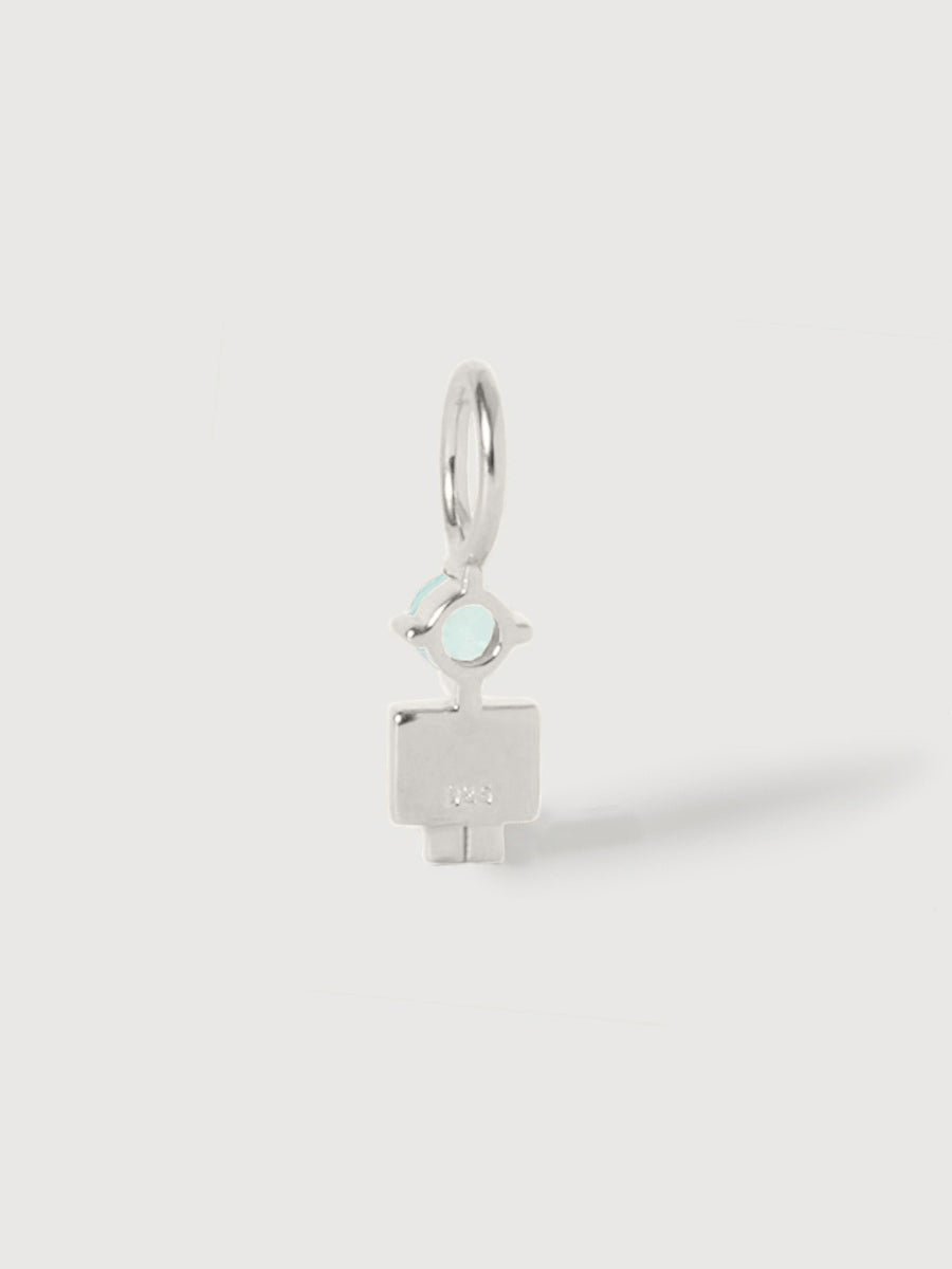 Sterling Silver Boy Necklace or Charm with Aquamarine Gemstone - March Birthstone | Precious People