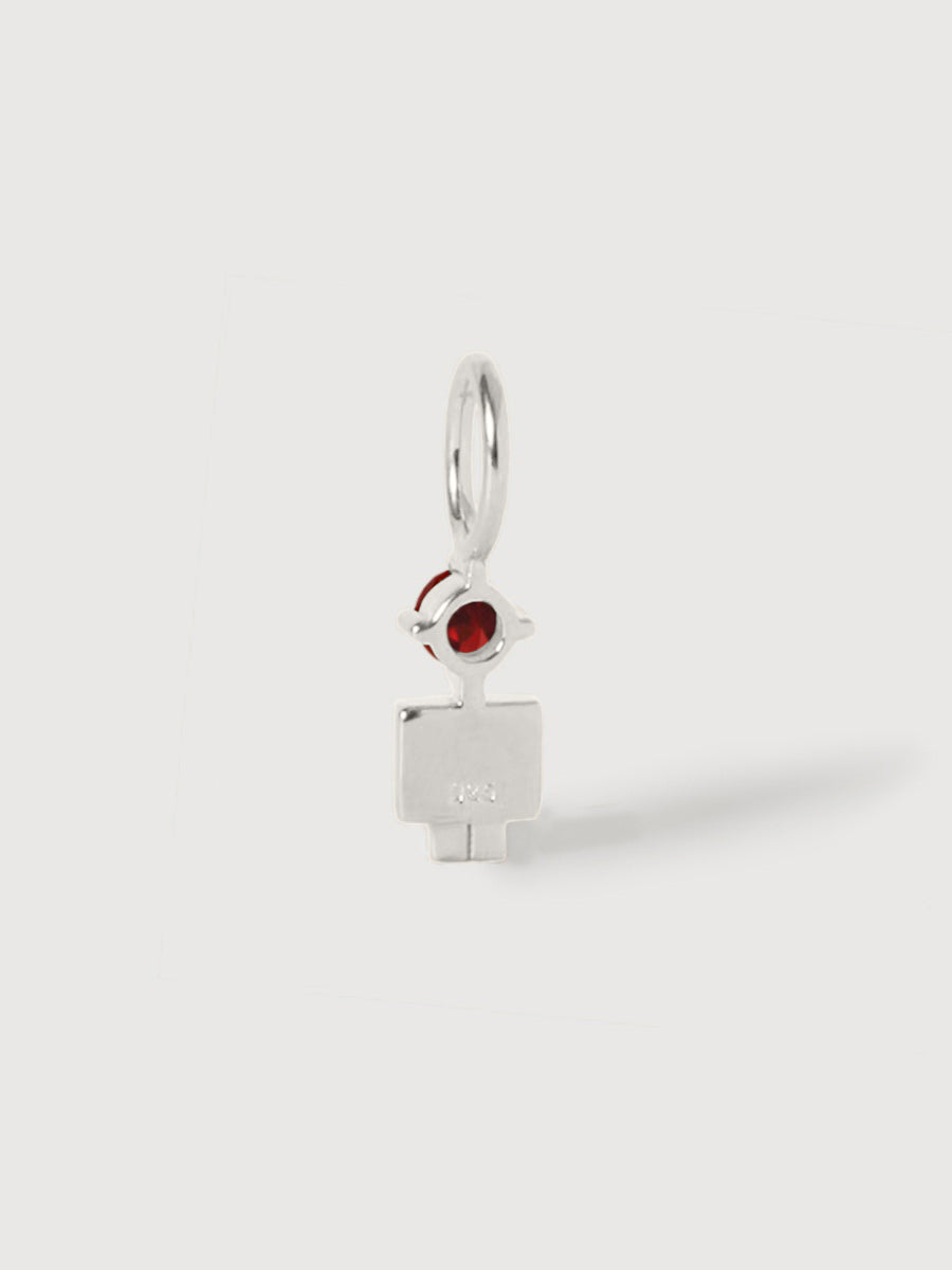 Sterling Silver Boy Necklace or Charm with Garnet Gemstone - January Birthstone | Precious People