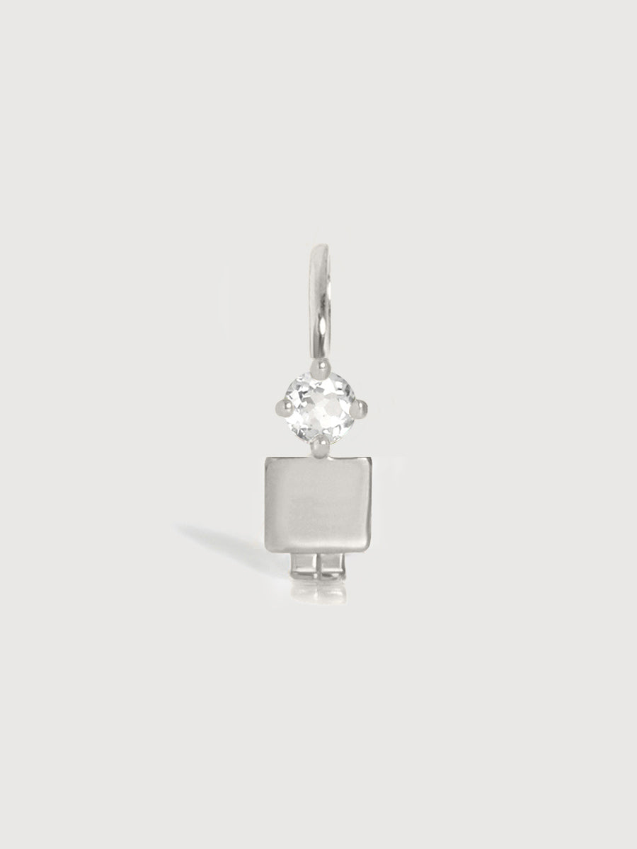 Sterling Silver Boy Necklace or Charm with White Topaz Gemstone - April Birthstone | Precious People