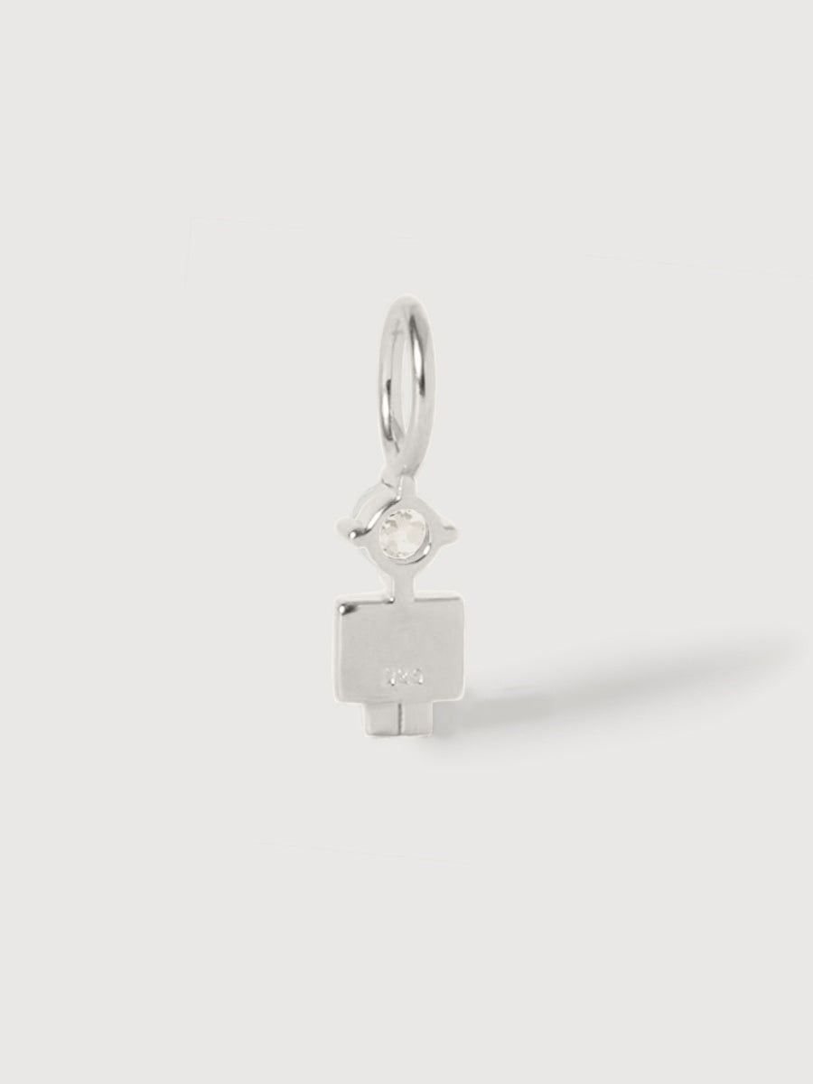 Sterling Silver Boy Necklace or Charm with White Topaz Gemstone - April Birthstone | Precious People