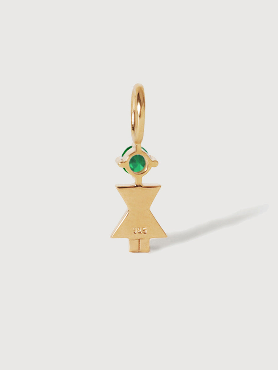 Maman ou femme en or 14 carats avec pierre précieuse émeraude - pierre de naissance du mois de mai