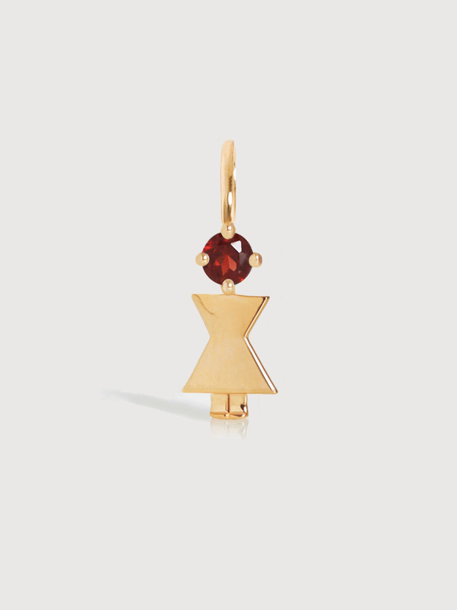 14k Solid Gold Woman Necklace or Charm with Garnet Gemstone - January Birthstone | Precious People
