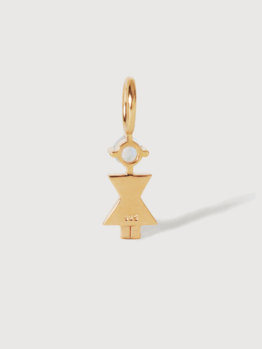 Maman ou femme en or 14 carats avec pierre précieuse en pierre de lune - pierre de naissance du mois de juin