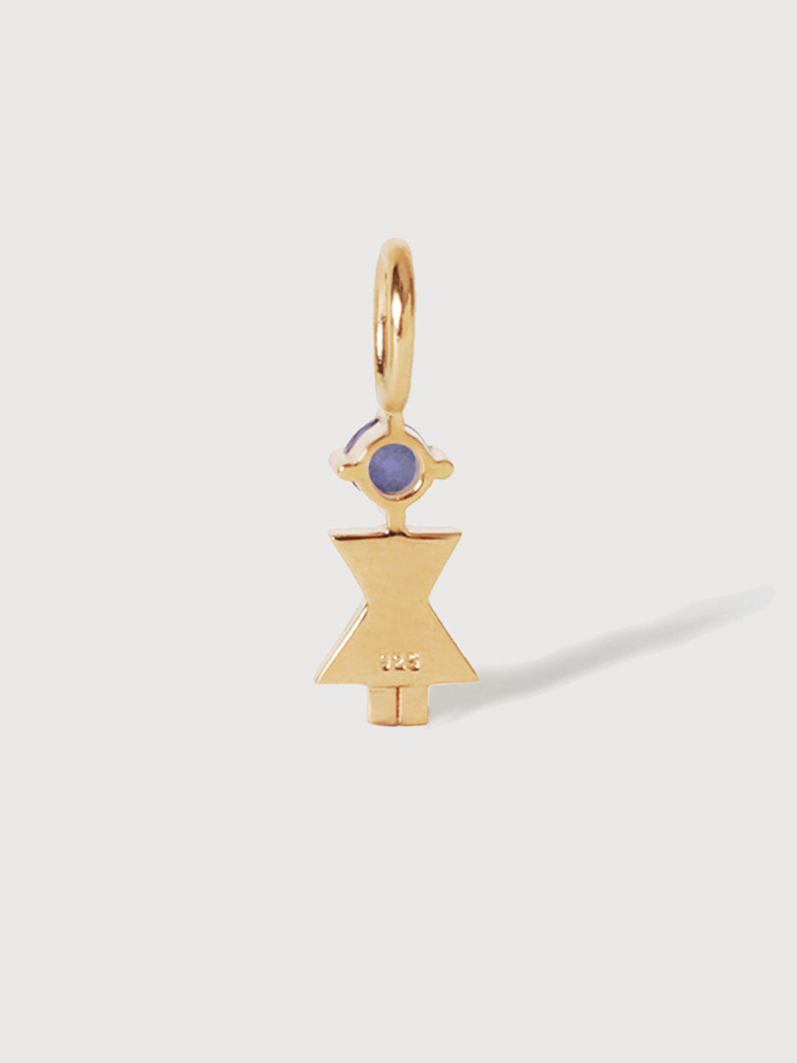 Mãe ou mulher em ouro 14K com pedra preciosa tanzanita - pedra natal de dezembro