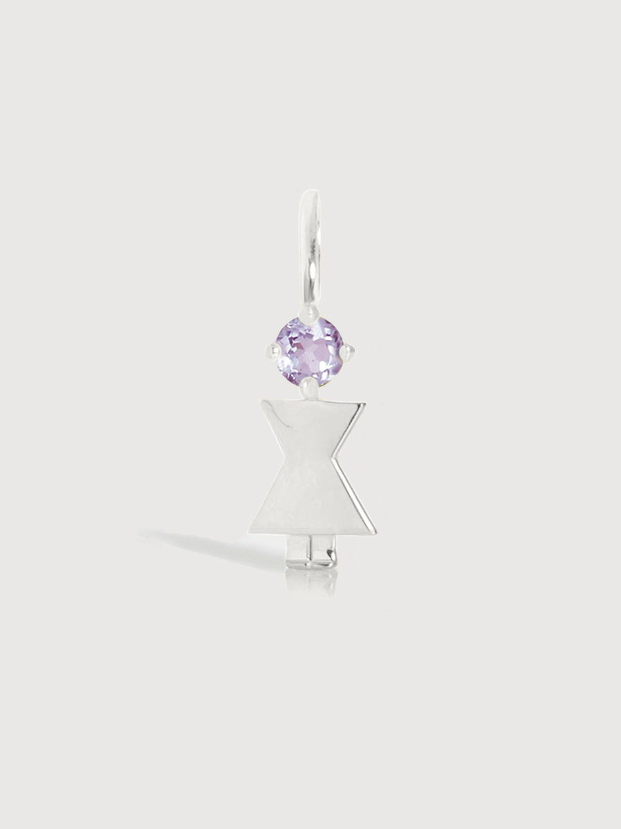 14-karatowe białe złoto Mama lub Kobieta z brazylijskim ametystem – kamień narodzinowy lutego