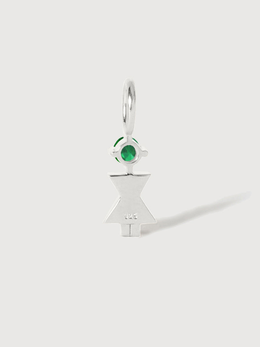 14 Karat Weißgold Mutter oder Frau mit Smaragd-Edelstein – Geburtsstein des Monats Mai