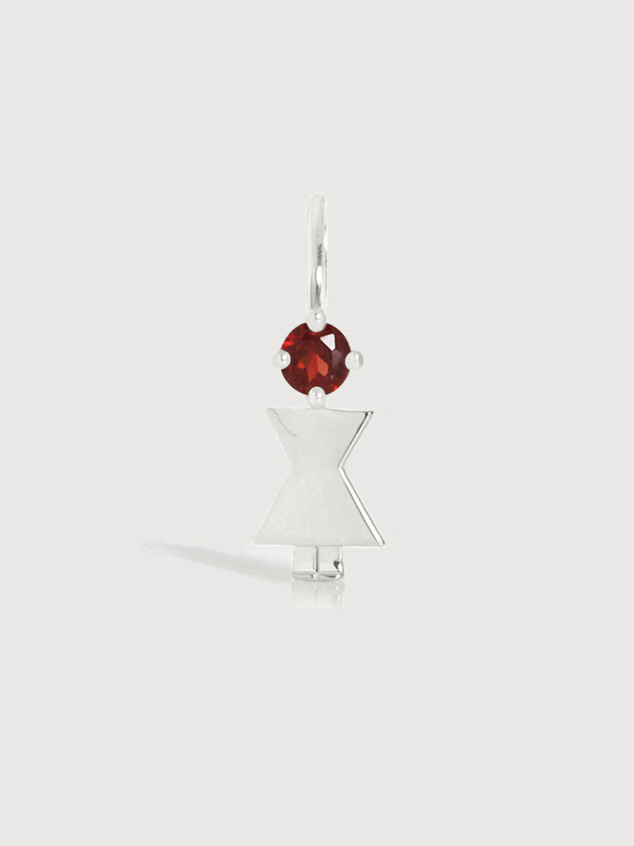 14k White Gold Woman Necklace or Charm with Garnet Gemstone - January Birthstone | Precious People
