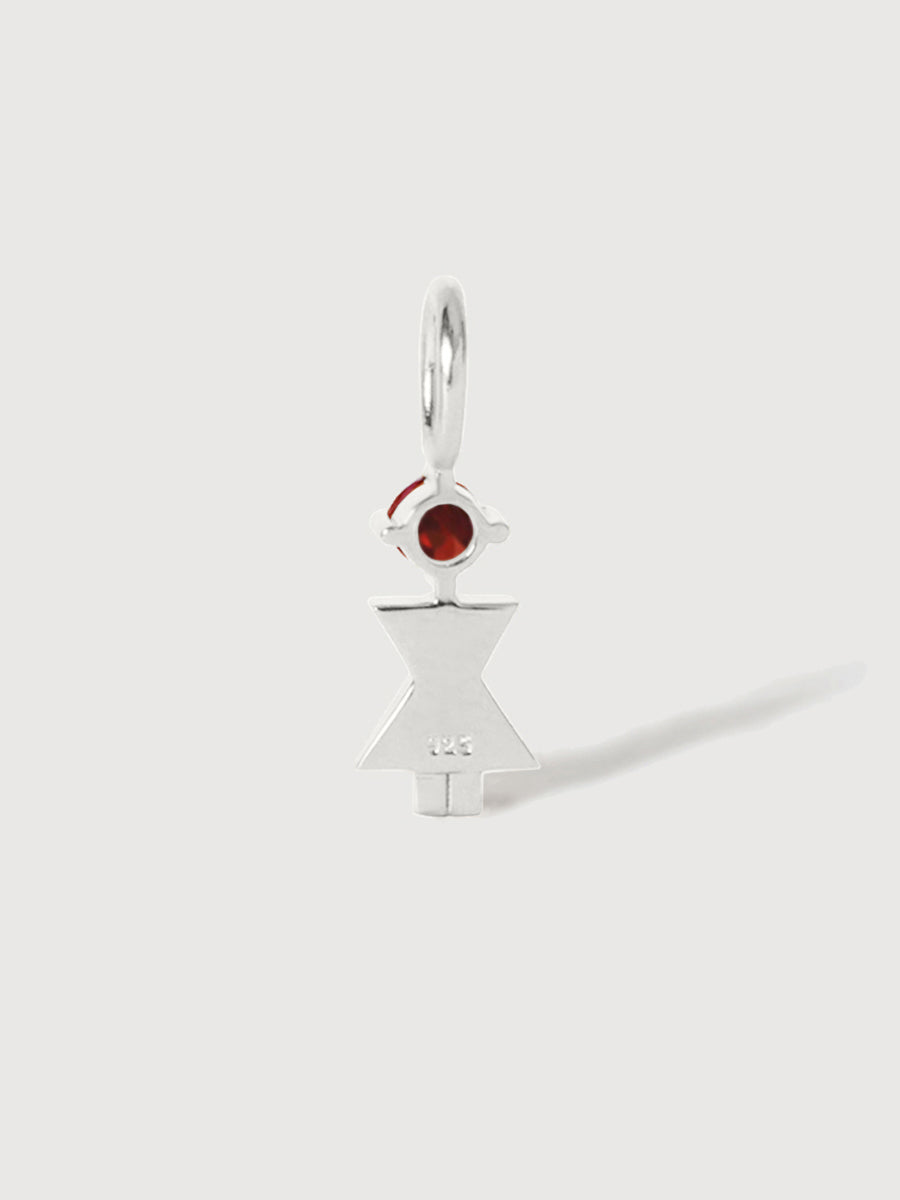 14k White Gold Woman Necklace or Charm with Garnet Gemstone - January Birthstone | Precious People