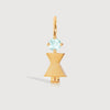 Gold Mum or Woman with Aquamarine Gemstone - March Birthstone