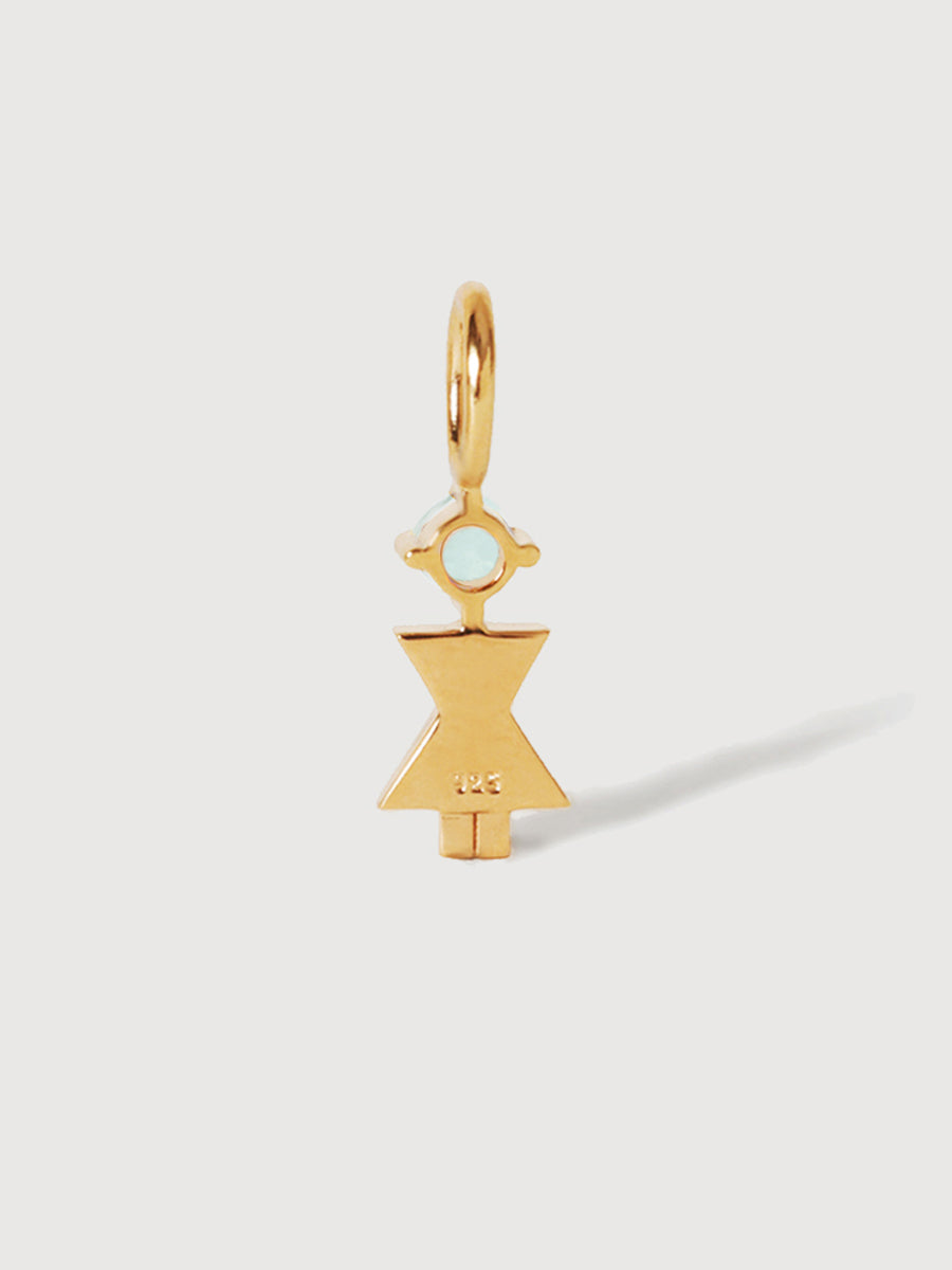 Gold-Vermeil-Mutter oder Frau mit Aquamarin-Edelstein – Geburtsstein des Monats März