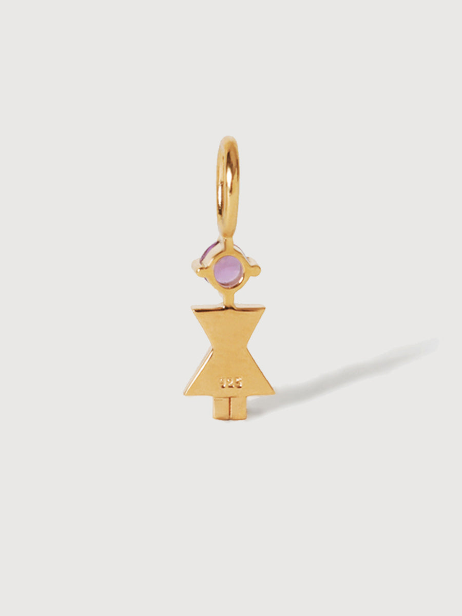 Gold-Vermeil-Mutter oder Frau mit Amethyst-Edelstein – Geburtsstein des Monats Februar