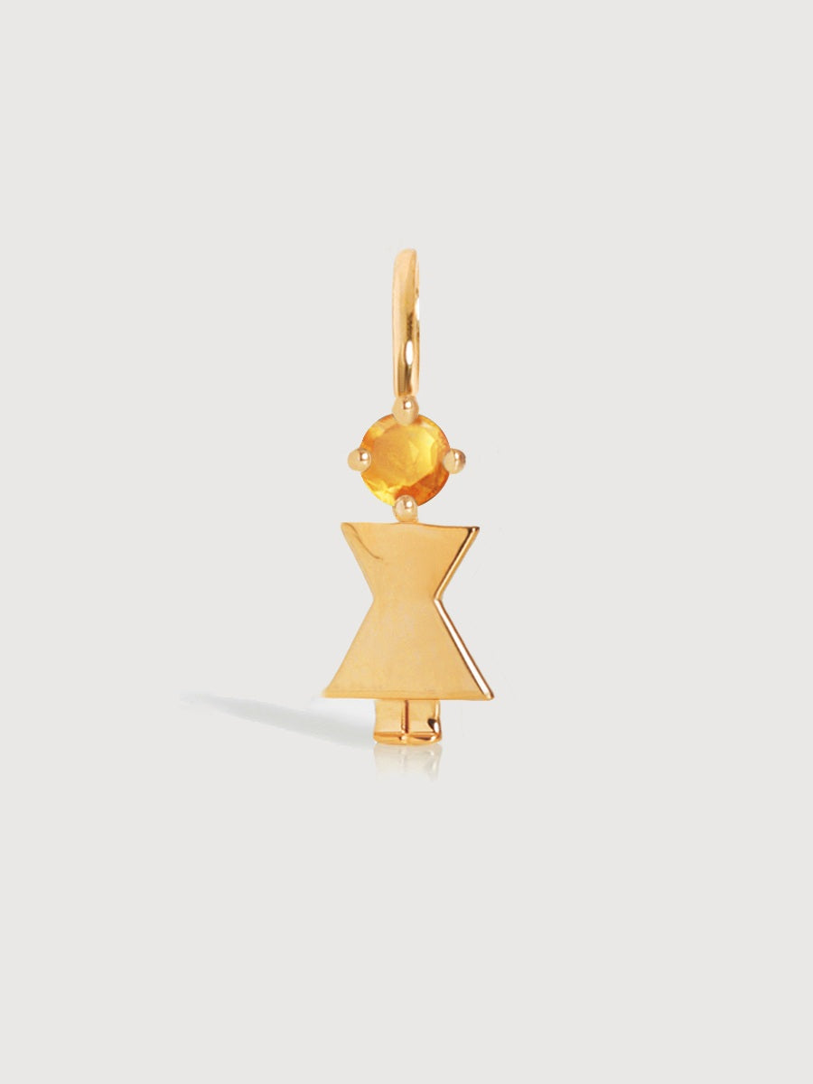 Gold Mum or Woman with Citrine Gemstone - November Birthstone