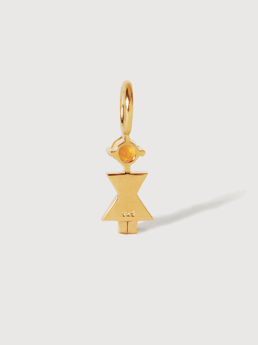 Gold-Vermeil-Mutter oder Frau mit Citrin-Edelstein – Geburtsstein für den Monat November