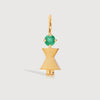 Gold Mum or Woman with Emerald Gemstone - May Birthstone
