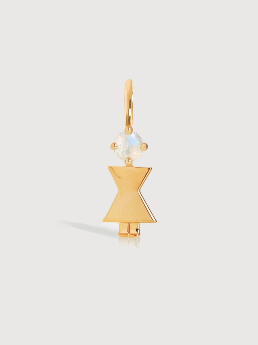 Gold Mum or Woman with Moonstone Gemstone - June Birthstone