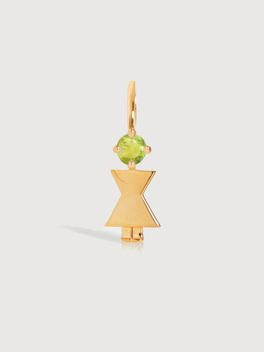 Gold Mum or Woman with Peridot Gemstone - August Birthstone