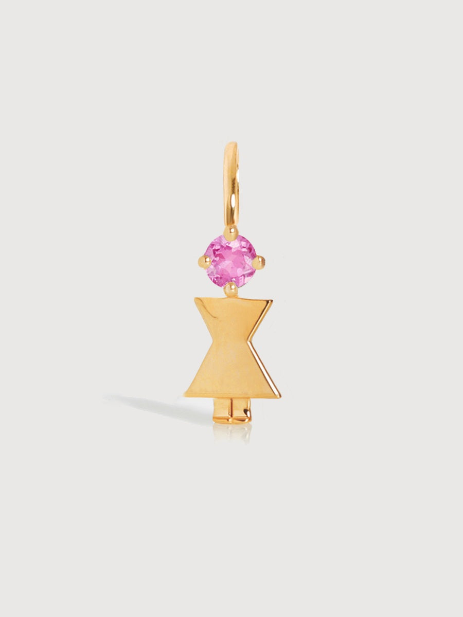 Gold Mum or Woman with Pink Tourmaline Gemstone - October Birthstone