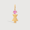 Gold Mum or Woman with Pink Tourmaline Gemstone - October Birthstone