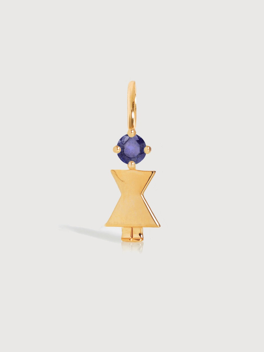 Gold Mum or Woman with Tanzanite Gemstone - December Birthstone