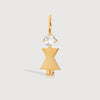 Gold Mum or Woman with White Topaz Gemstone - April Birthstone