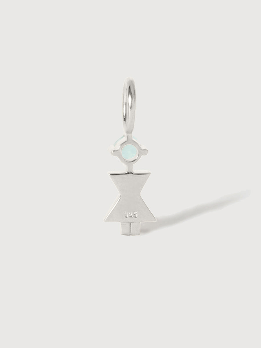 Maman ou femme en argent avec pierre précieuse aigue-marine - pierre de naissance du mois de mars