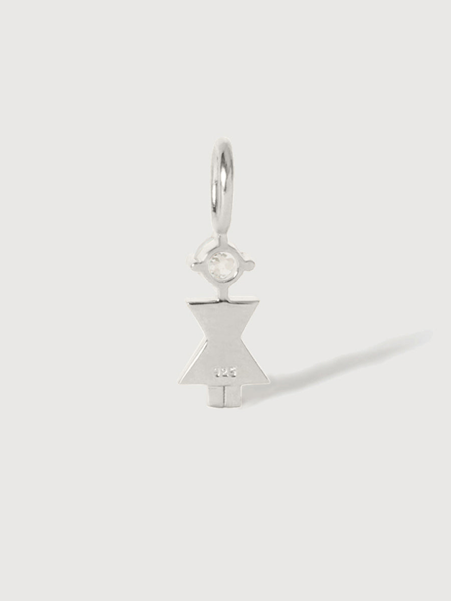 Maman ou femme en argent avec pierre précieuse topaze blanche - pierre de naissance du mois d'avril