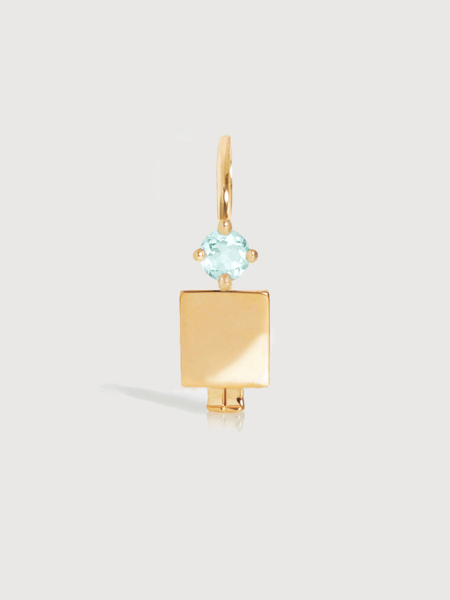 14k Solid Gold Man Necklace or Charm with Aquamarine Gemstone - March Birthstone | Precious People