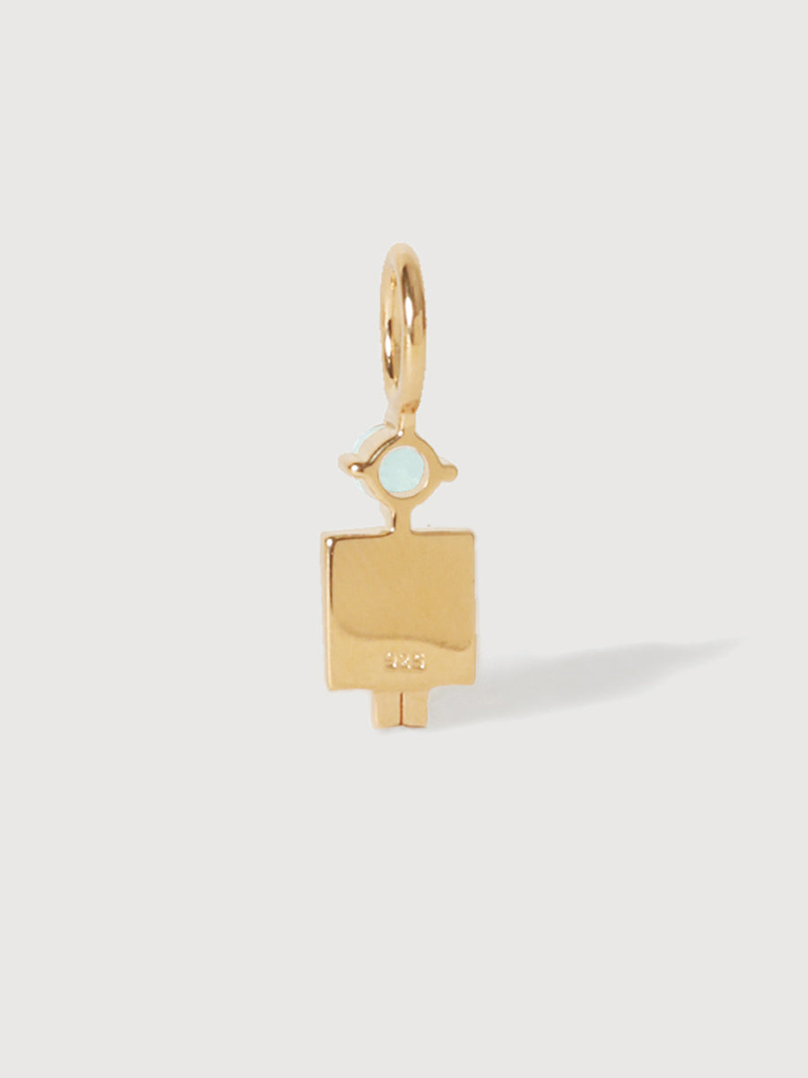 14k Solid Gold Man Necklace or Charm with Aquamarine Gemstone - March Birthstone | Precious People