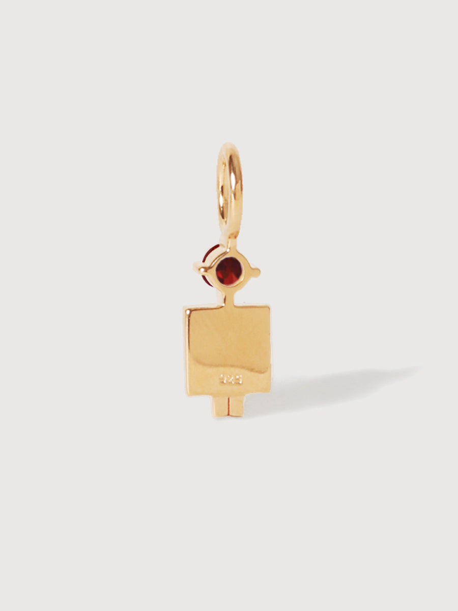 14k Solid Gold Man Necklace or Charm with Garnet Gemstone - January Birthstone | Precious People